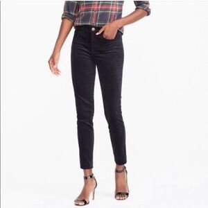 J. Crew Jeans Velvet High Rise Toothpick Jeans || SZ 27 || Black Velvet
